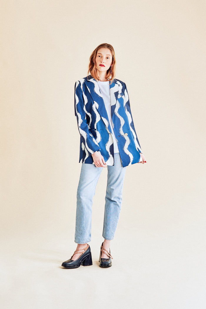 jour né Veste workwear vagues bleue
